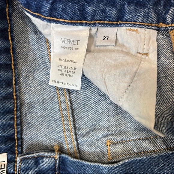Vervet Beverly Super High Rise Crop Side Blocking Panel Distressed Jeans 27 - Picture 12 of 13